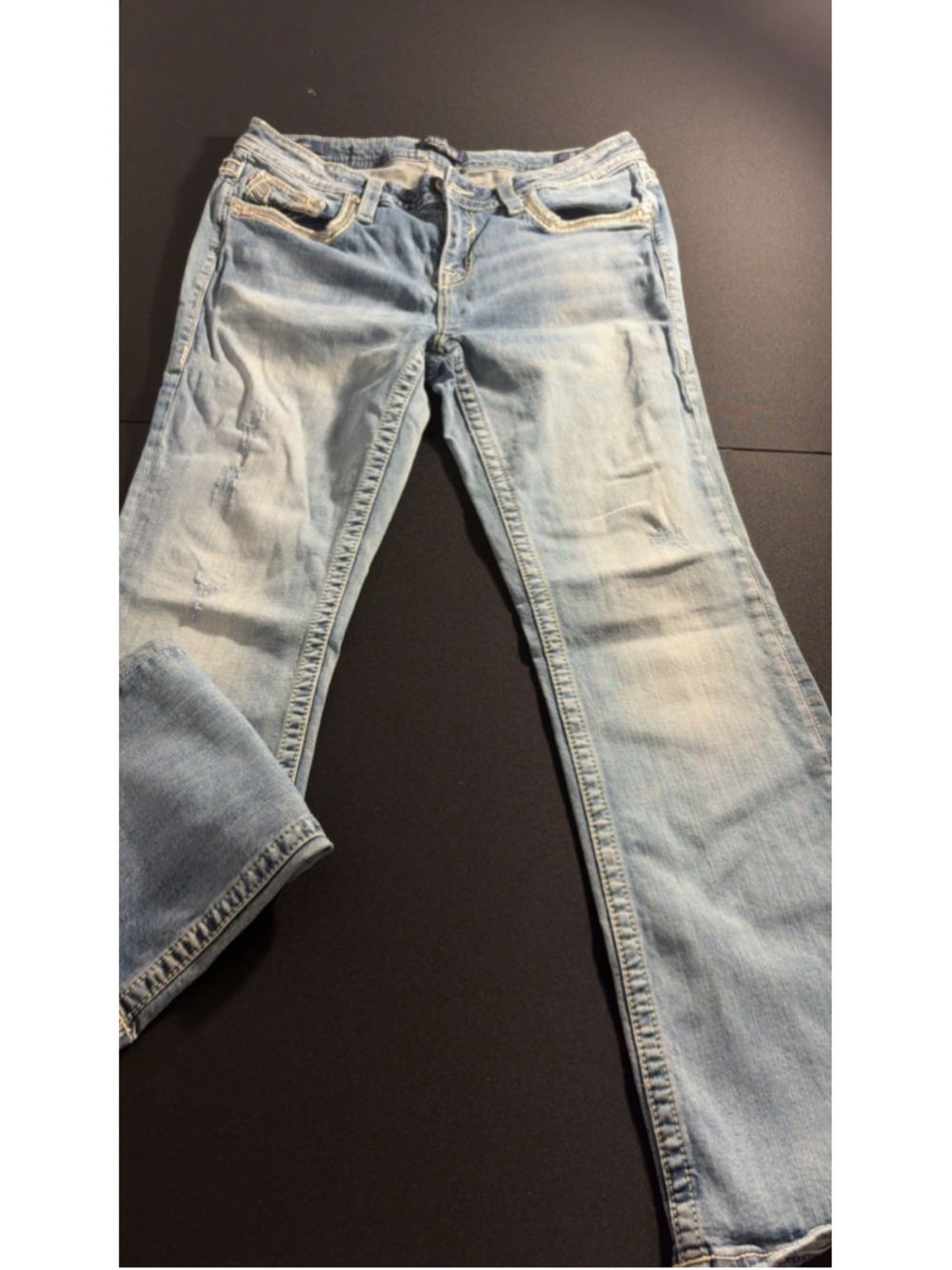 Vigoss Chelsea Bootcut Light Wash Embellished Jeans Size 12